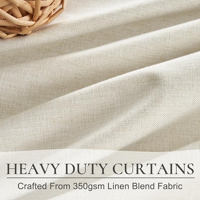 Cute Blackout Curtains 60 Inches Extra Wide Linen 92 Inch Length - Image 3
