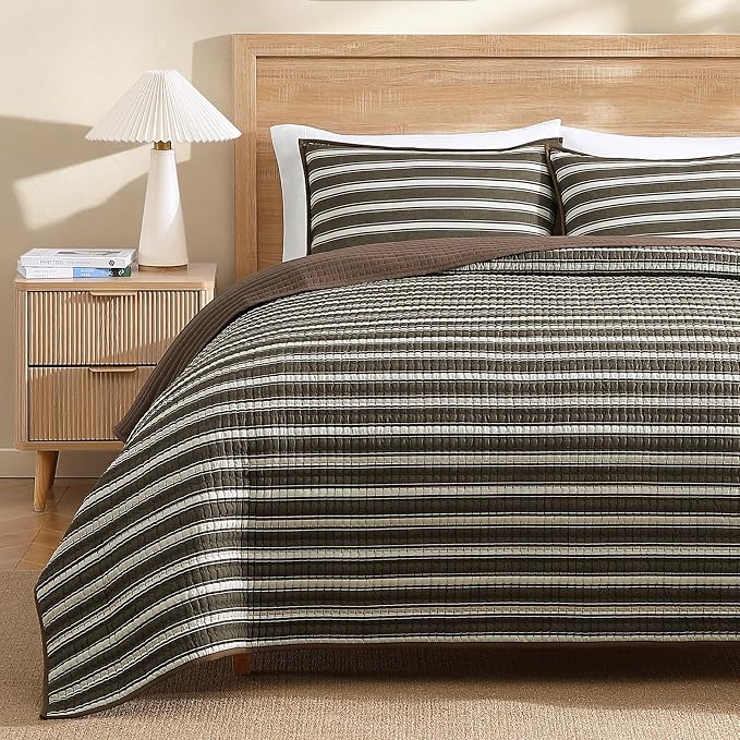 Queen Quilt-Lightweight Bedspreads Brown Queen Size Quilt Bedding Set | - Image 9