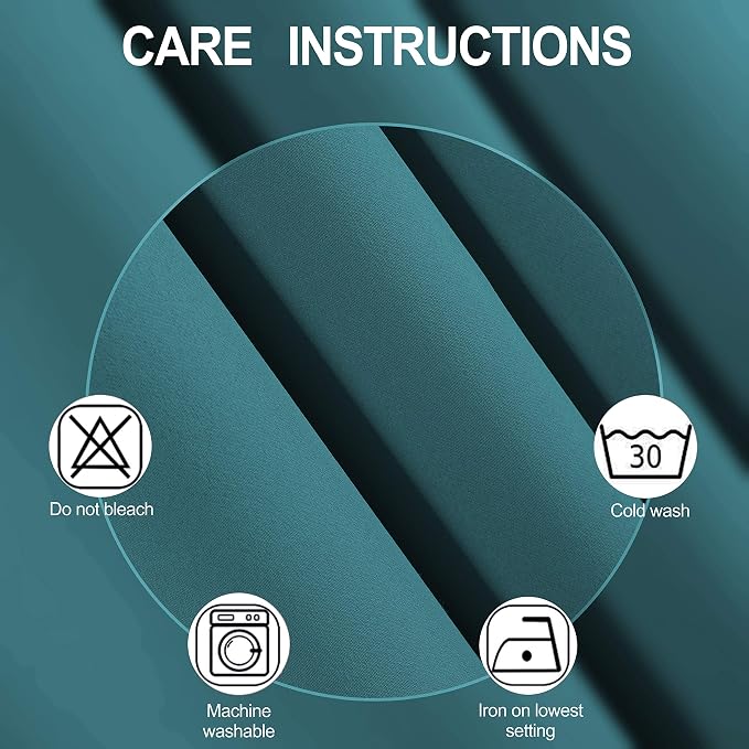 100% Blackout Curtains 52 x 84 Inch/Sea Teal Curtains 2 Panels - Image 5