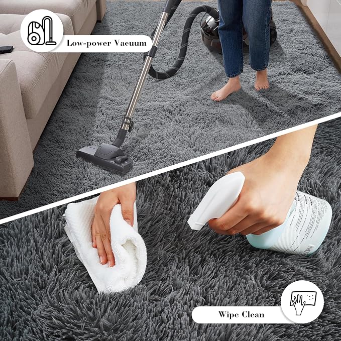 Grey 3x5 Area Rugs for Bedroom, Fluffy Shag Rug Small Rug Bedroom Carpet | - Image 7