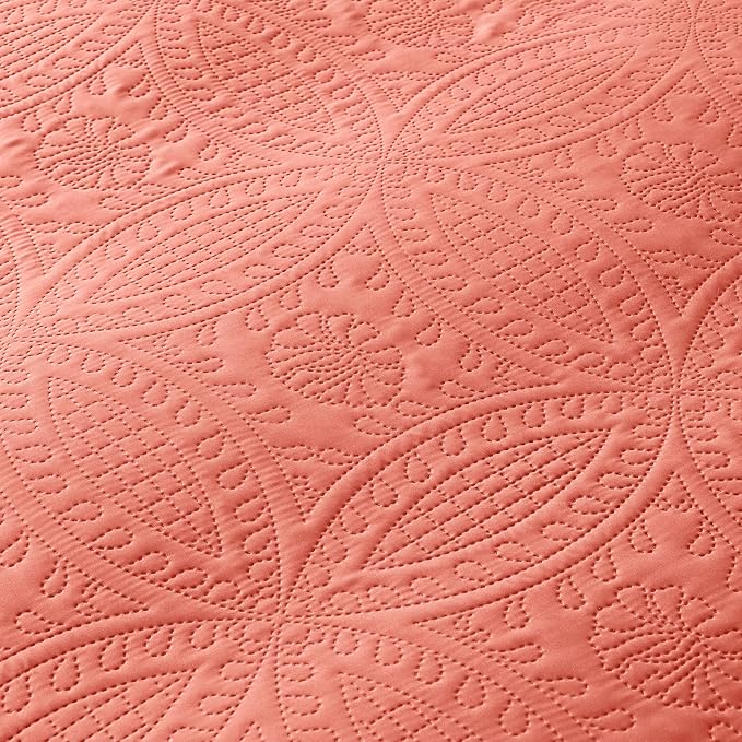 akkialla Mocha Coral Twin Quilt Set, Ultrasonic Lightweight Bedspread Coverlet - Image 7