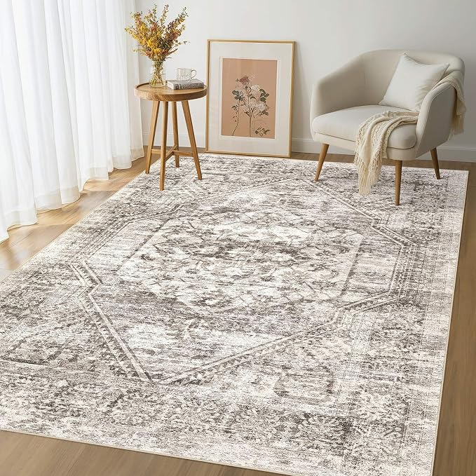 cotiled 9x12 Area Rug for Living Room, Traditional, Distressed Brown - Image 9