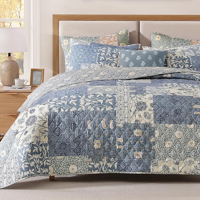 Twin Quilt Set-2 Pieces Soft Twin Bedspread Floral Patchwork Quilt | by CASAAGUSTO