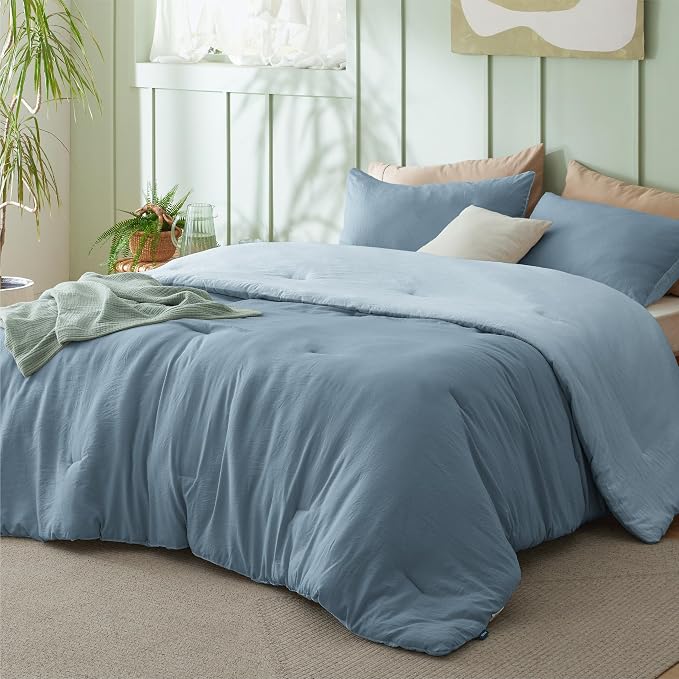 Bedsure Queen Comforter Set, Mineral Blue Soft Prewashed Bedding - Image 2