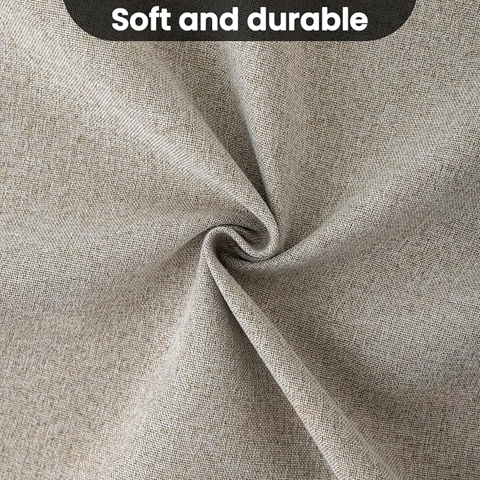 COSVIYA 100% Blackout Natural Linen Curtains & Drapes 63 Inch Length | Light - Image 7