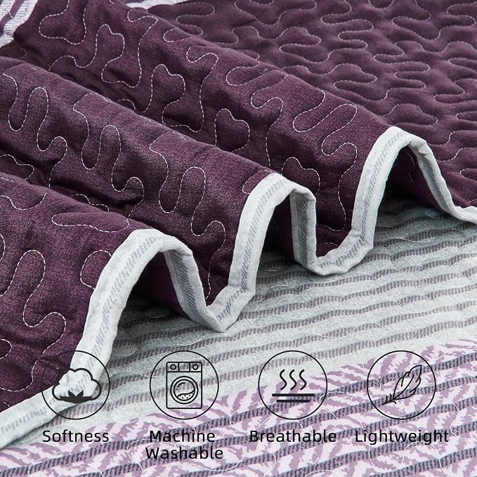 King Size Quilt Set Purple Grey - Image 5