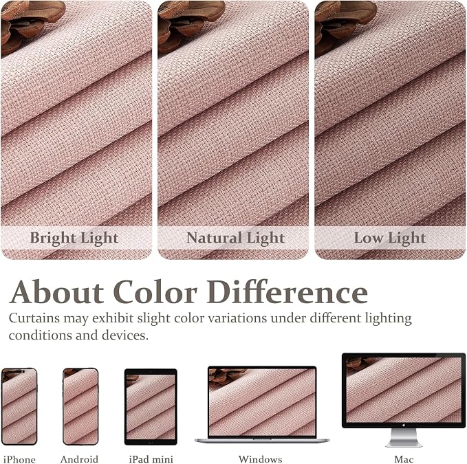 Elegant Blush Pink High Blackout High Ceiling Curtains 102 Inches Long - Image 10