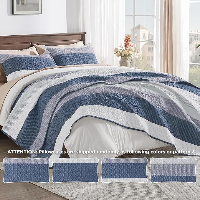Oversized King Quilt Mineral Blue, 2 Pillowcases（128x120 Inch） - Image 5