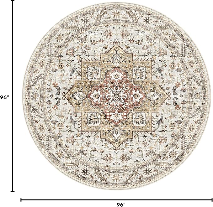 cotiled 8ft Round Living Room Area Rug, Traditional, Dining Room, and Home - Image 2