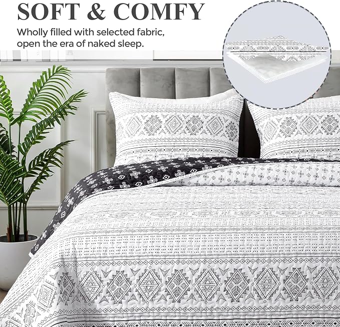 Black White Quilts Queen Size - Image 3