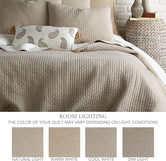 Levtex Home Cross Stitch Reversible King/Cal King Quilt Set and 2 Pillow Shams - Image 4