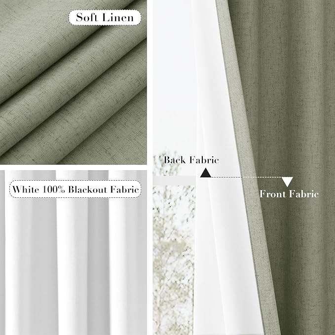 Joywell 100% Blackout Linen Curtains 84 Inch Long - Image 5