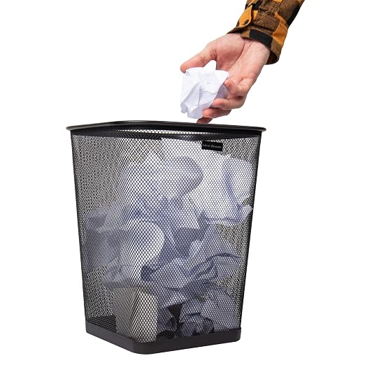 Mind Reader Mesh Trash Can, Waste Paper Basket, Metal Mesh, 9.75"L x 9.75"W x - Image 6