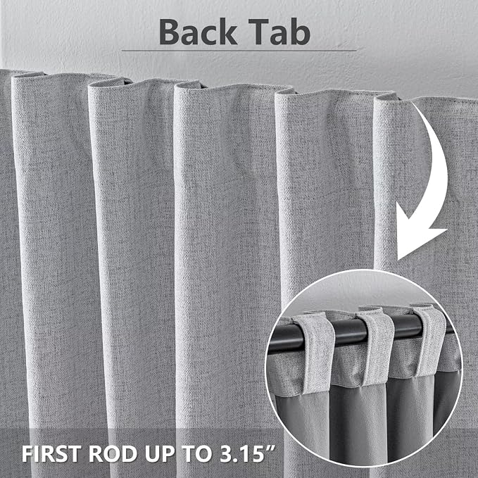 100% Blackout Curtains 84inch Length 2 Panels Faux Linen Long Drapes - Image 2