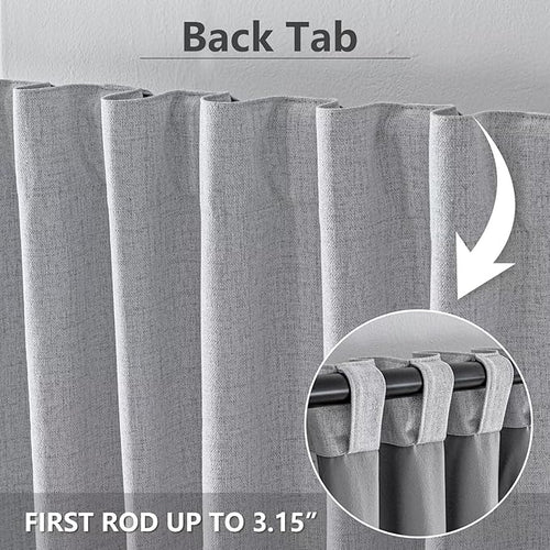 100% Blackout Curtains 108 inch Length 2 Panels Faux Linen Long Drapes - Image 2