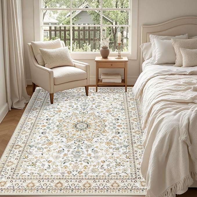 4x6 Area Rugs Living Room: Washable Vintage Rug - Image 3