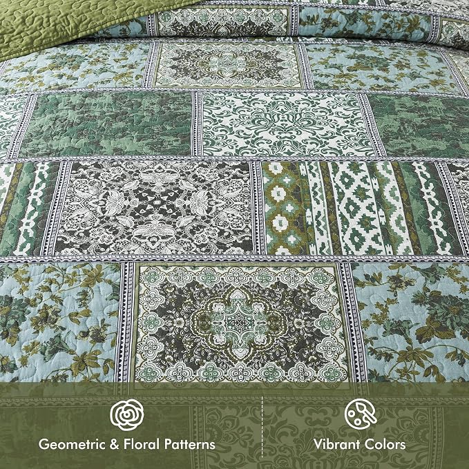 Etwel Cotton Patchwork King Size Quilt Set - Image 2