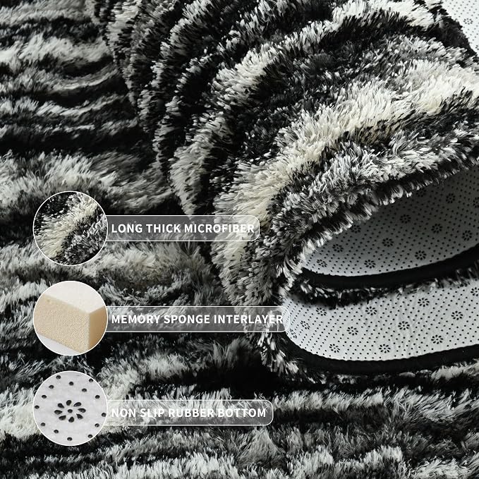 Fluffy Large Rugs for Living Room, Shag Area Rug 6x9 Soft Carpet for Bedroom - Image 5