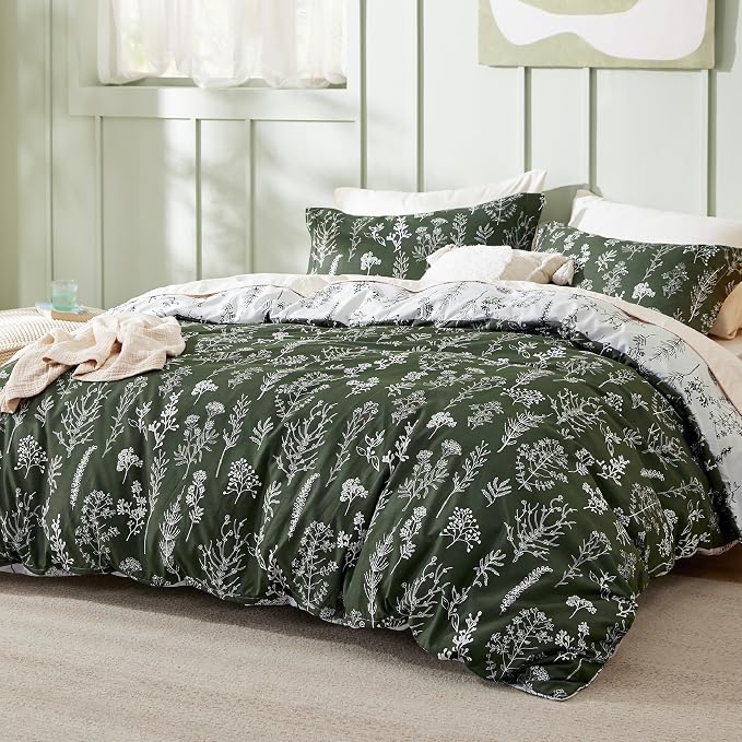 Bedsure Dark Olive Queen Comforter Set - Image 2