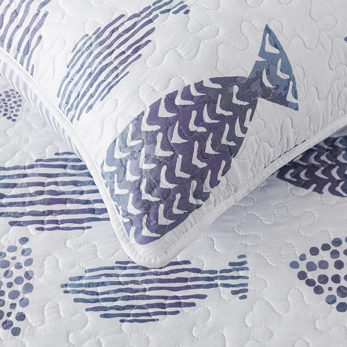 SLPR - Coastal Nautical Fish Quilt Set, King - Image 5