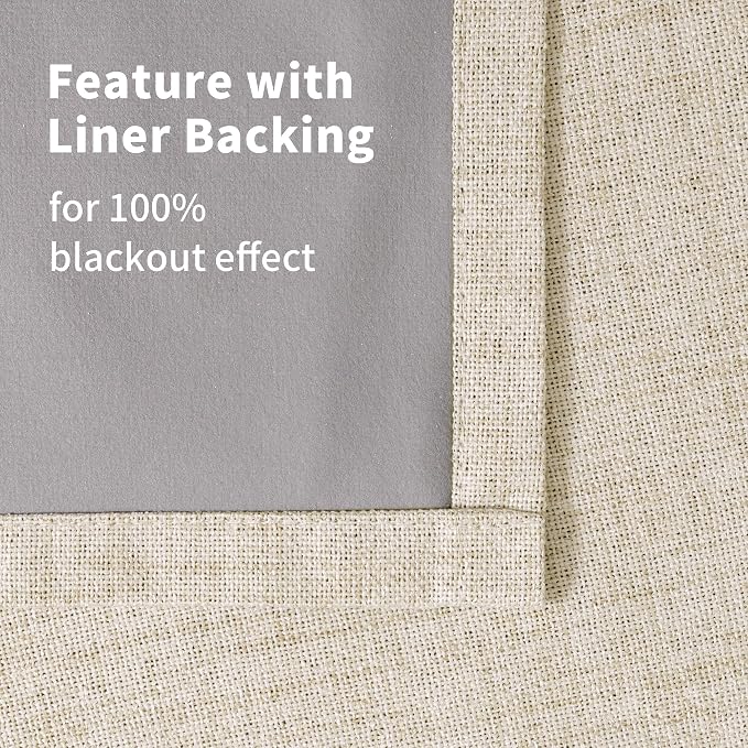 YoungsTex Warm Beige Linen Blackout Curtains 84 Inch Length - Image 7