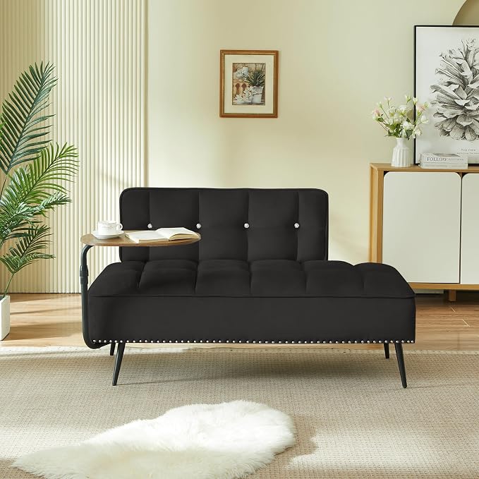 anwickjeff 55" Inch Width Modern End of Bed Bench, Leather Upholstered Futon - Image 3