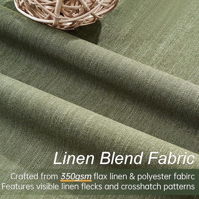 Topfinel 100 Inch Long Black Out Custom Curtains, Olive Green Pleated Window - Image 3