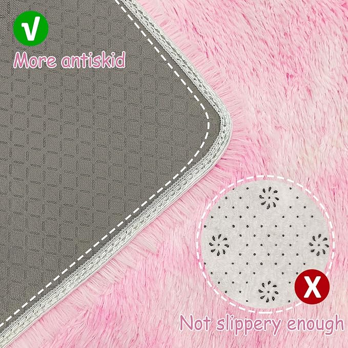 Small Area Rug for Bedroom 3x5ft Mini Tie-Dye Pink Fluffy Rug Mat Bedside Throw - Image 3