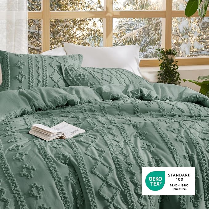 Bedsure Tufted Boho Comforter Set Queen Size - Image 5