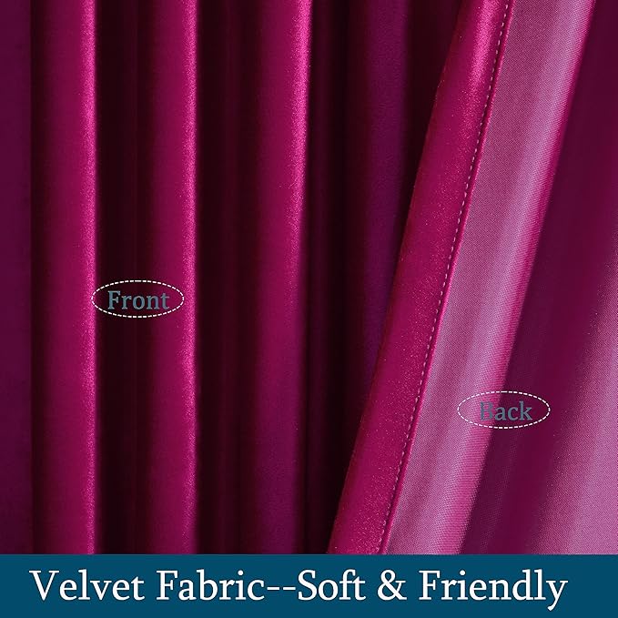 PRIMROSE Hot Pink Velvet Curtains 90 inch Long - Image 4
