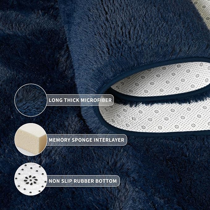 5x8 Navy Blue Rugs for Living Room, Soft Fluffy Dark Blue Area Rug for Bedroom - Image 5
