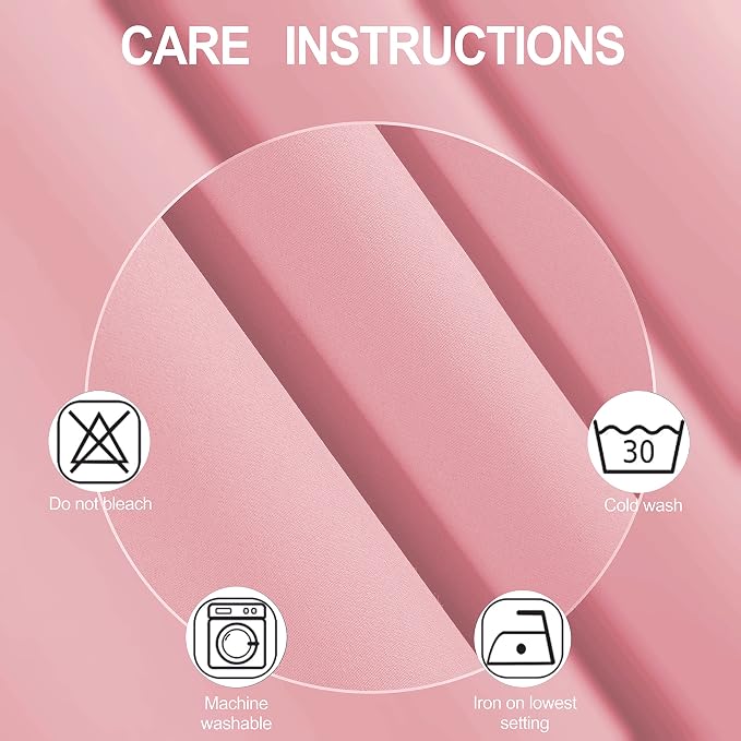 100% Blackout Curtains 52 x 72 Inch/Pink Curtains 2 Panels - Image 5