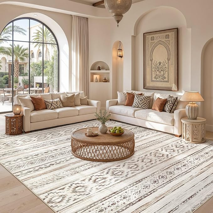 cotiled Boho 5x7 Area Rugs for Living Room: Soft Moroccan Washable Rug | Solve - Image 5
