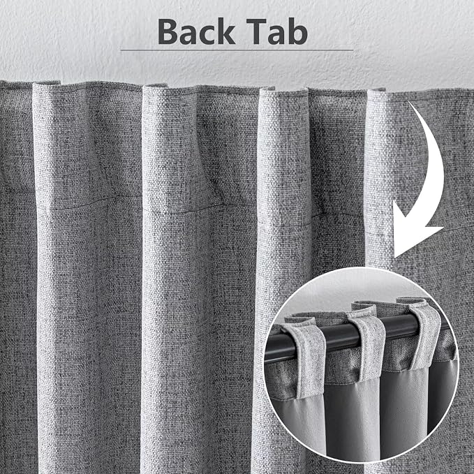 100% Blackout Curtains 96 inch Length 1 Panel Faux Linen Long Drapes - Image 2