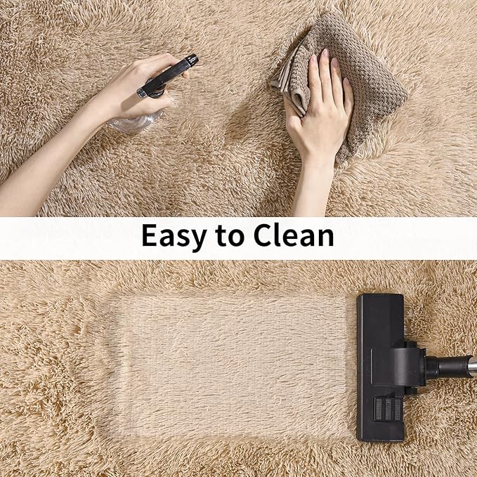 Soft Runner Rugs for Bedroom Hallway 2x6 Beige Fluffy Shag Washable | Upgrade - Image 7