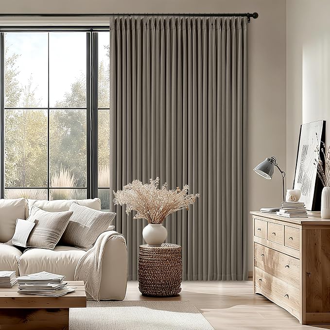 Flax Taupe Pinch Pleated Blackout Curtains 102 Inches Long - Image 7