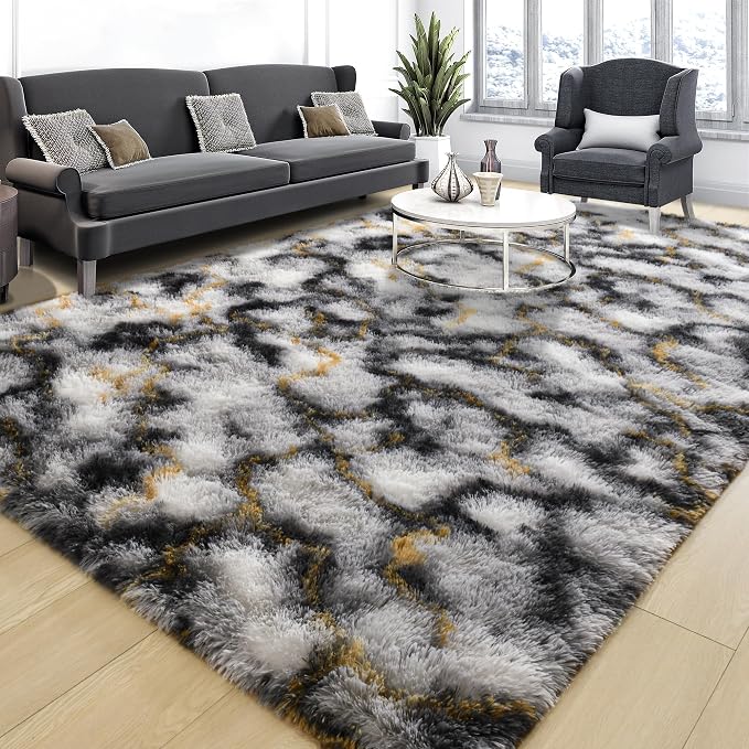 Soft Fluffy Rugs for Living Room, 5x8 Shaggy Area Rug for Bedroom, Modern Shag by Tepook