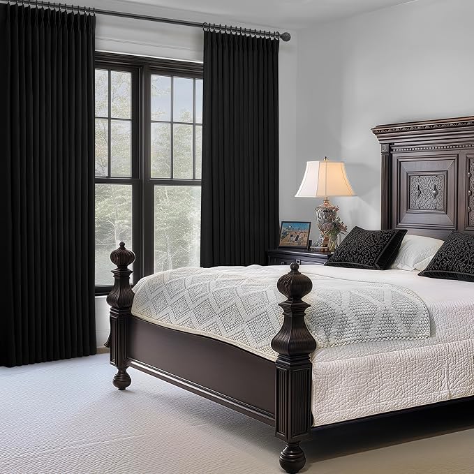 Memory Trained Pinch Pleated Black Out Curtains & Drapes 96 Inches Long 2 Panels - Image 8