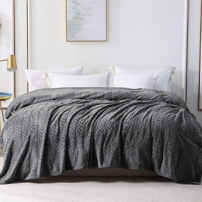Whale Flotilla Soft Flannel Fleece King Size Bed Blanket, Dark Grey | Cozy - Image 8