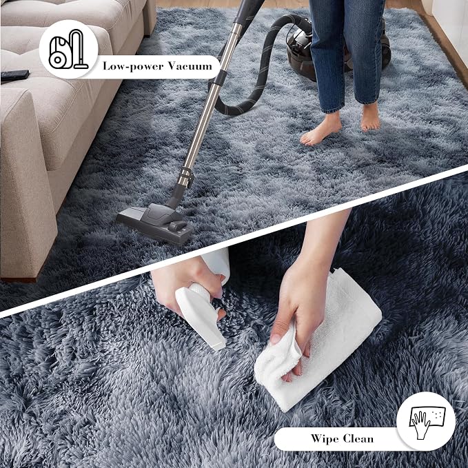 Mottled Grey 2x8 Area Rugs for Bedroom, Fluffy Rug Small Rug Bedside Carpet | - Image 6