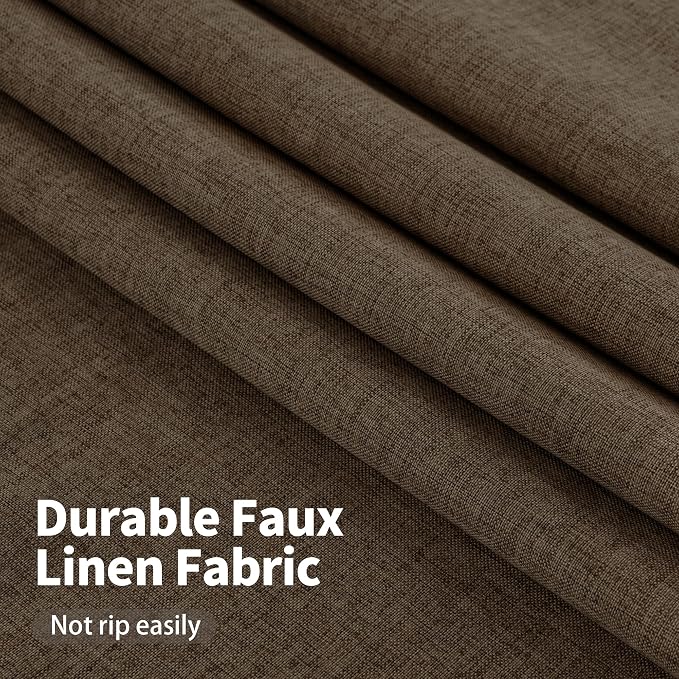 YoungsTex Brown Linen Blackout Curtains 84 Inch Length - Image 5