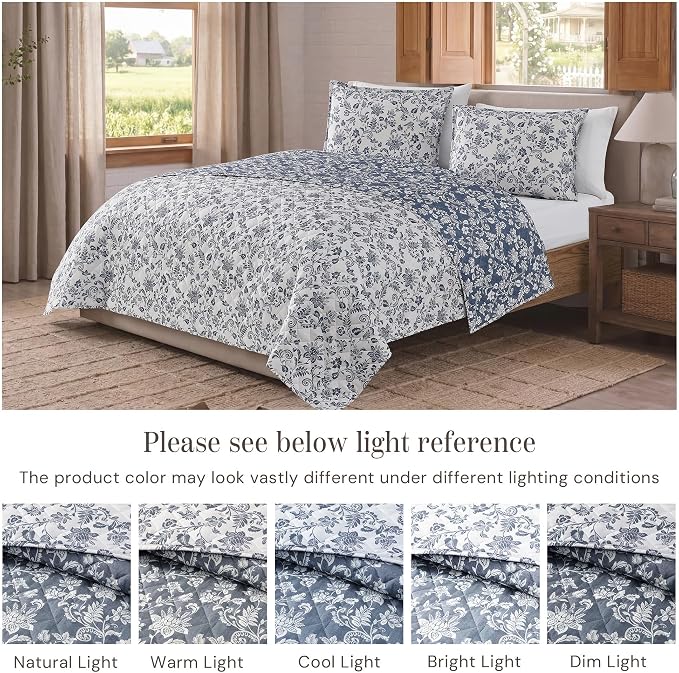 Twin/Twin XL Quilt Set-2 Pieces Soft Bedding Floral Reversible Coverlet | All - Image 3
