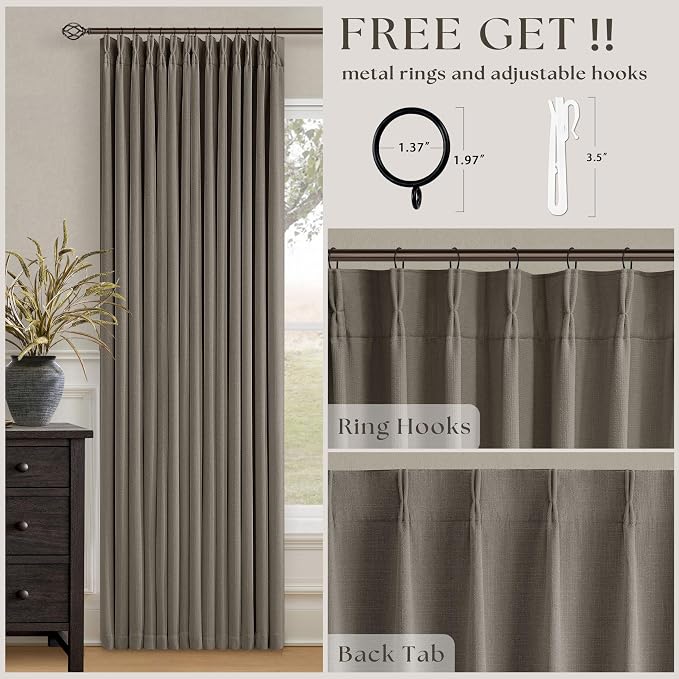 Taupe Grey 120 Inch Blackout Pinch Pleated Curtains - Image 5