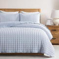 WDCOZY Blue Cloud Quilt Set Twin Size, Lightweight Soft Cross Stitch Bedspread by WDCOZY