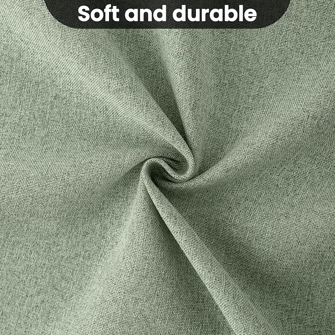 COSVIYA 100% Blackout Sage Green Linen Curtains & Drapes 84 Inch Length | Light - Image 7
