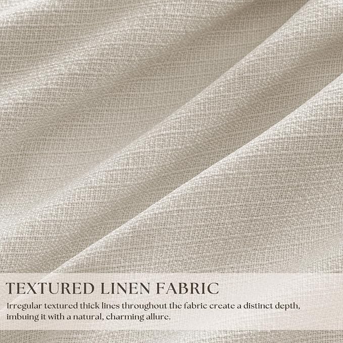 90 Inch Pinch Pleated Blackout Linen Curtains 2 Panels Natural | Memory Trained - Image 3