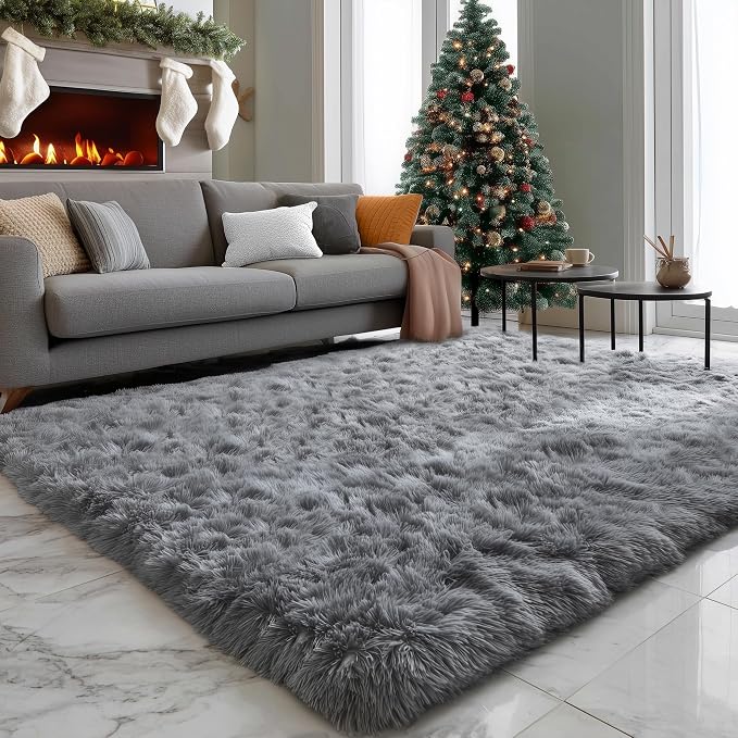 Grey Area Rugs for Living Room Bedroom Rug 5x8 Rugs Soft Plush Fluffy Rug for - Image 8