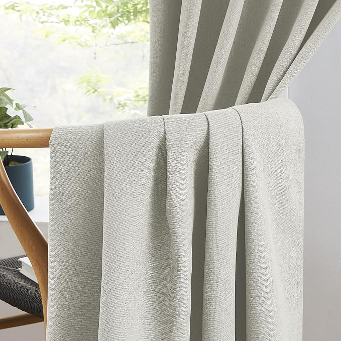 90 Inch Blackout Curtains Hook Tape Belt Back Tab Cotton Farmhouse Linen - Image 5