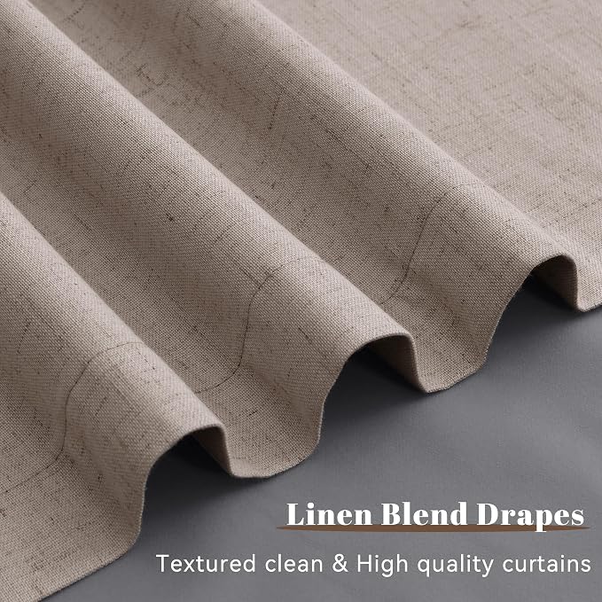 Taupe 100% Blackout Linen Look Curtains - Image 8