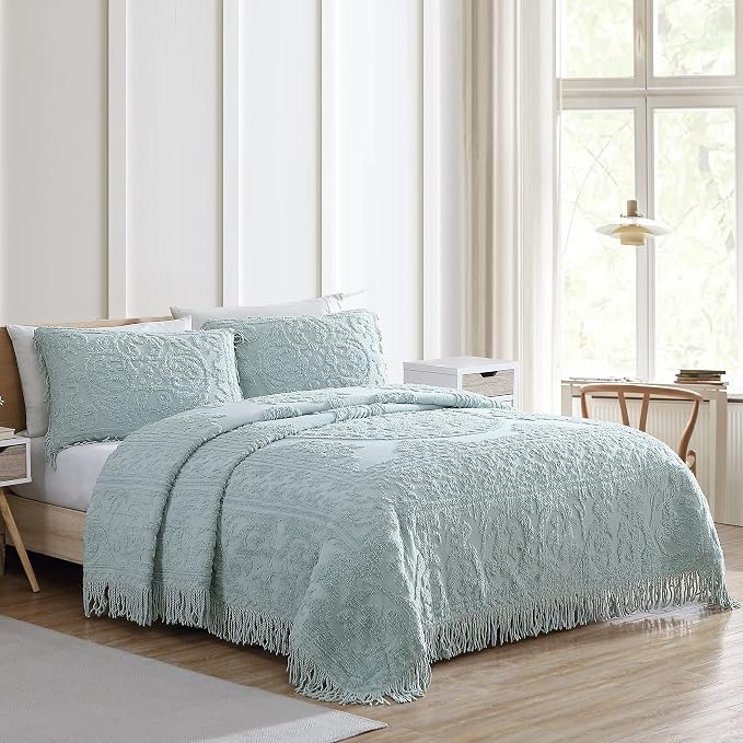 Beatrice Home Fashions Medallion King Cotton Chenille Sham, cozy plush 100% - Image 2